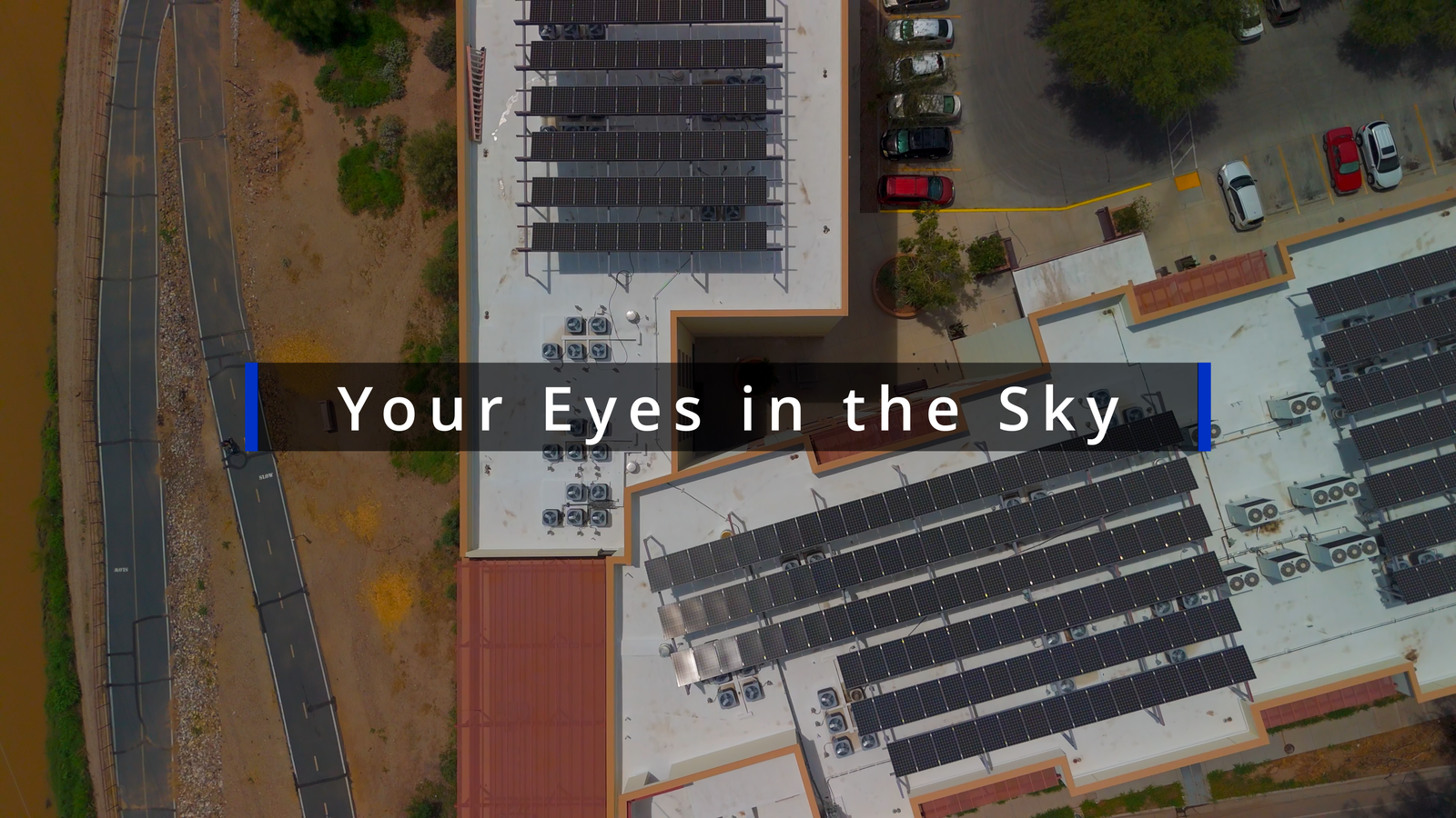 drone photo of solar panels on Tucson roof