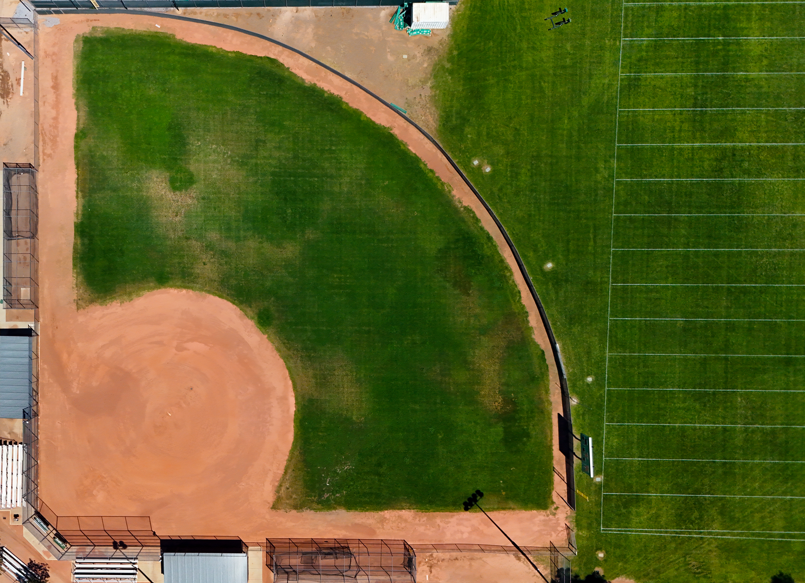 aerial drone photograph of a baseball diamond