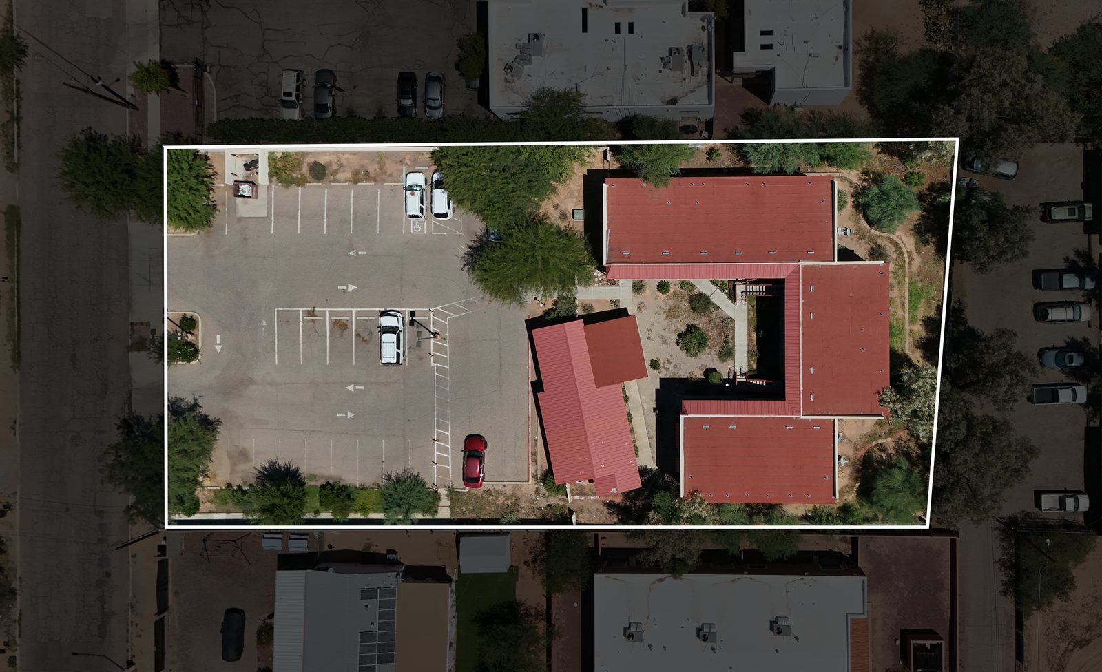 drone photo of a roof