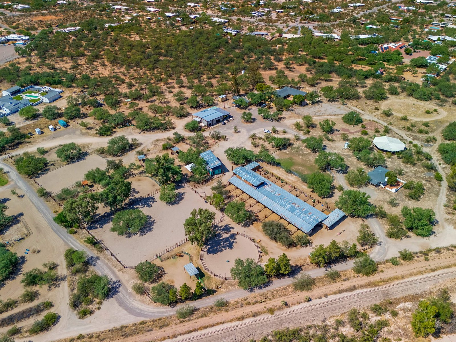 aerial photograph of a horse ranch