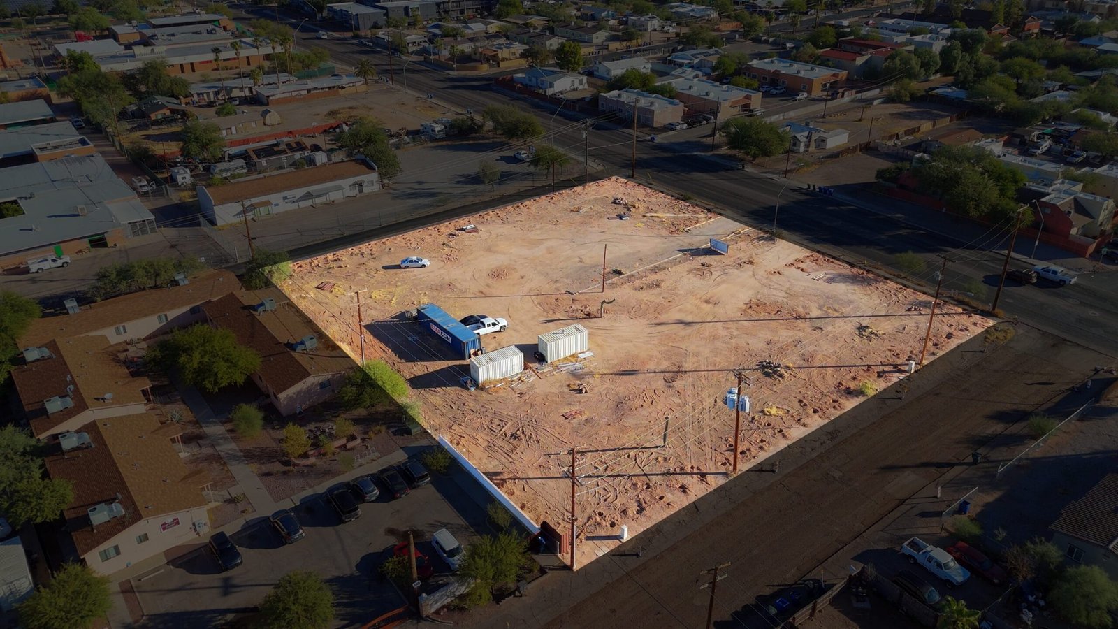 drone photograph of empty lot