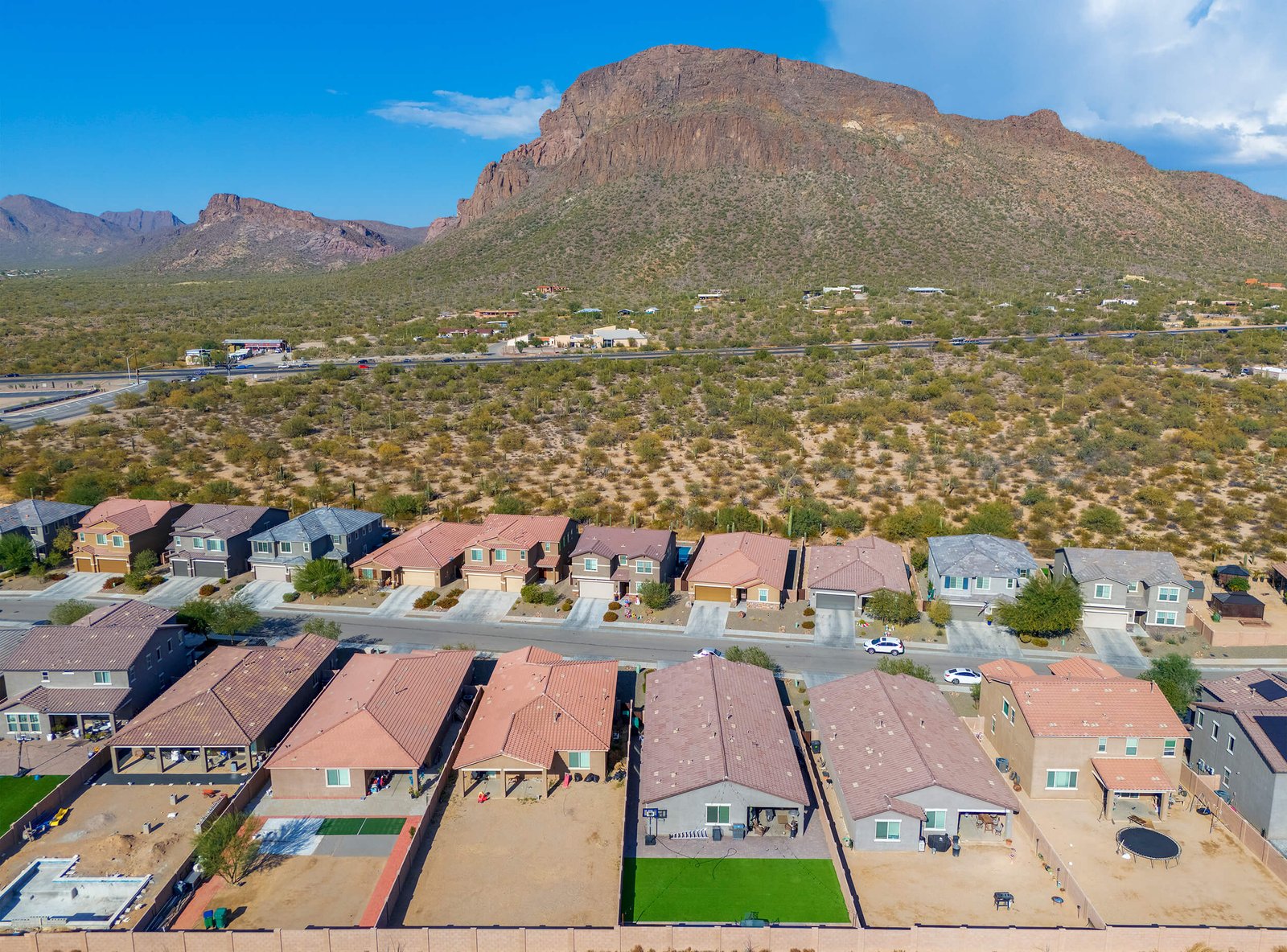 drone photo of a Tucson real estate listing