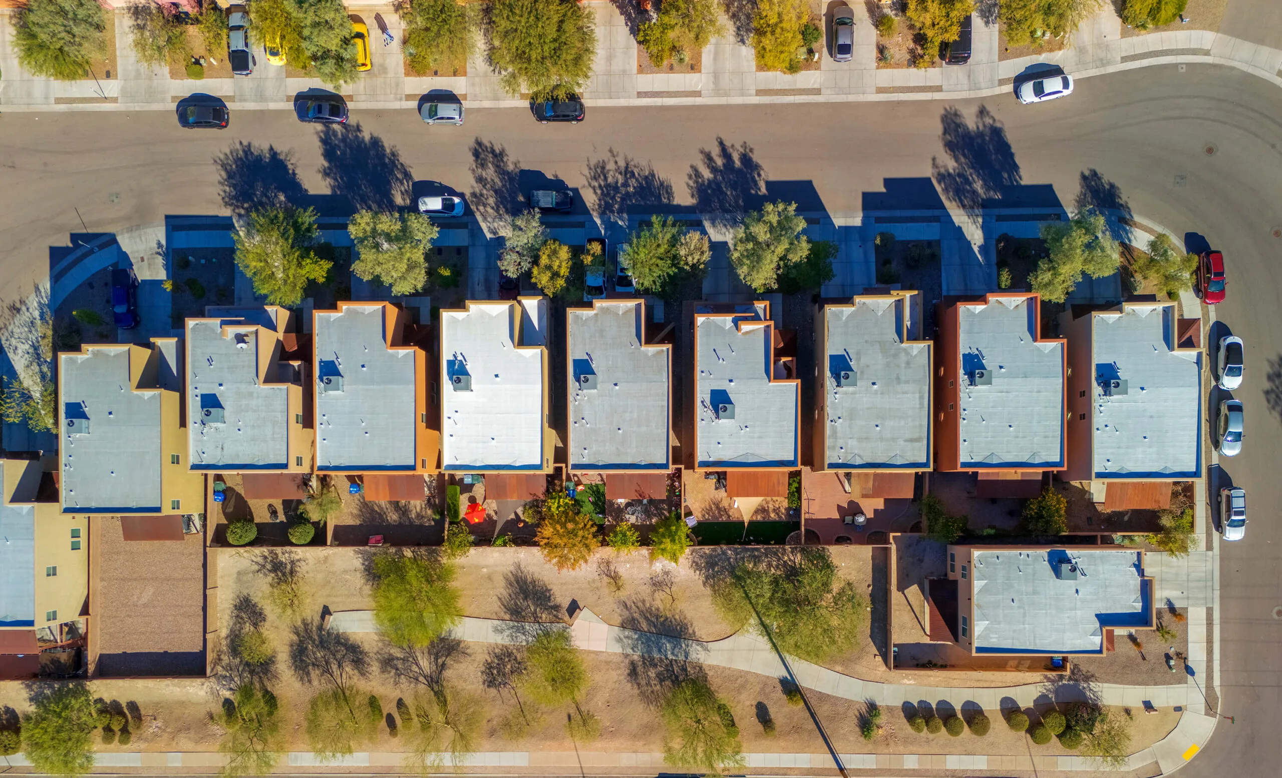 drone photo of home roofs