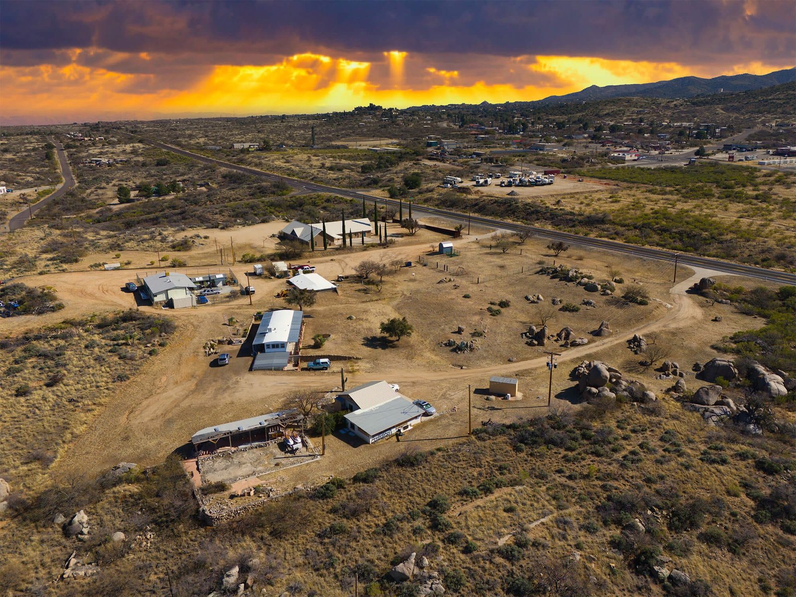 sunset over an Arizona ranch