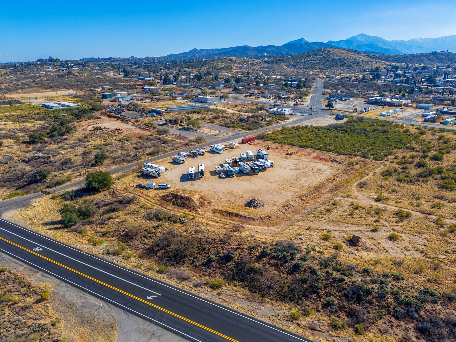 aerial photo of RV storage