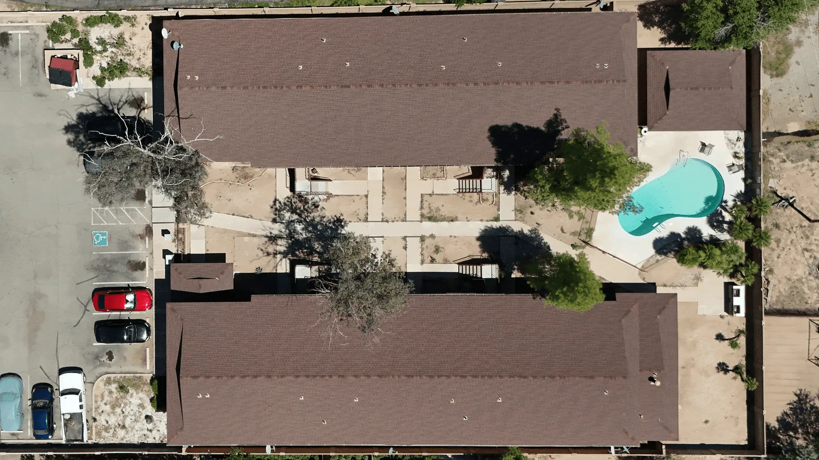 drone photograph showing a Tucson arizona roof after repair