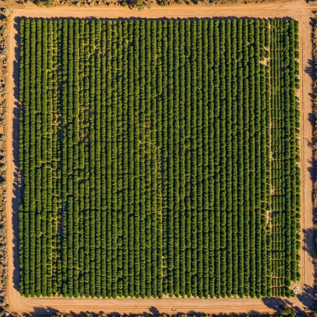 aerial view of a cannabis farm