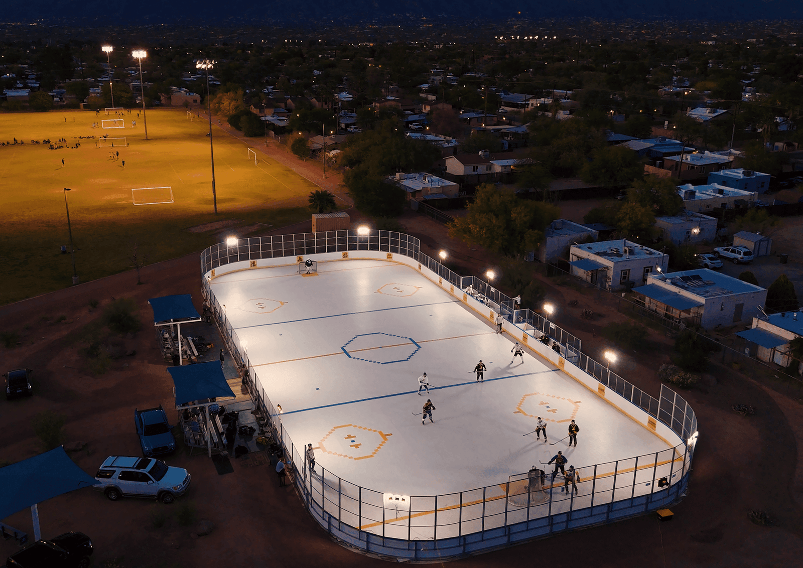 roller hockey rink drone photo