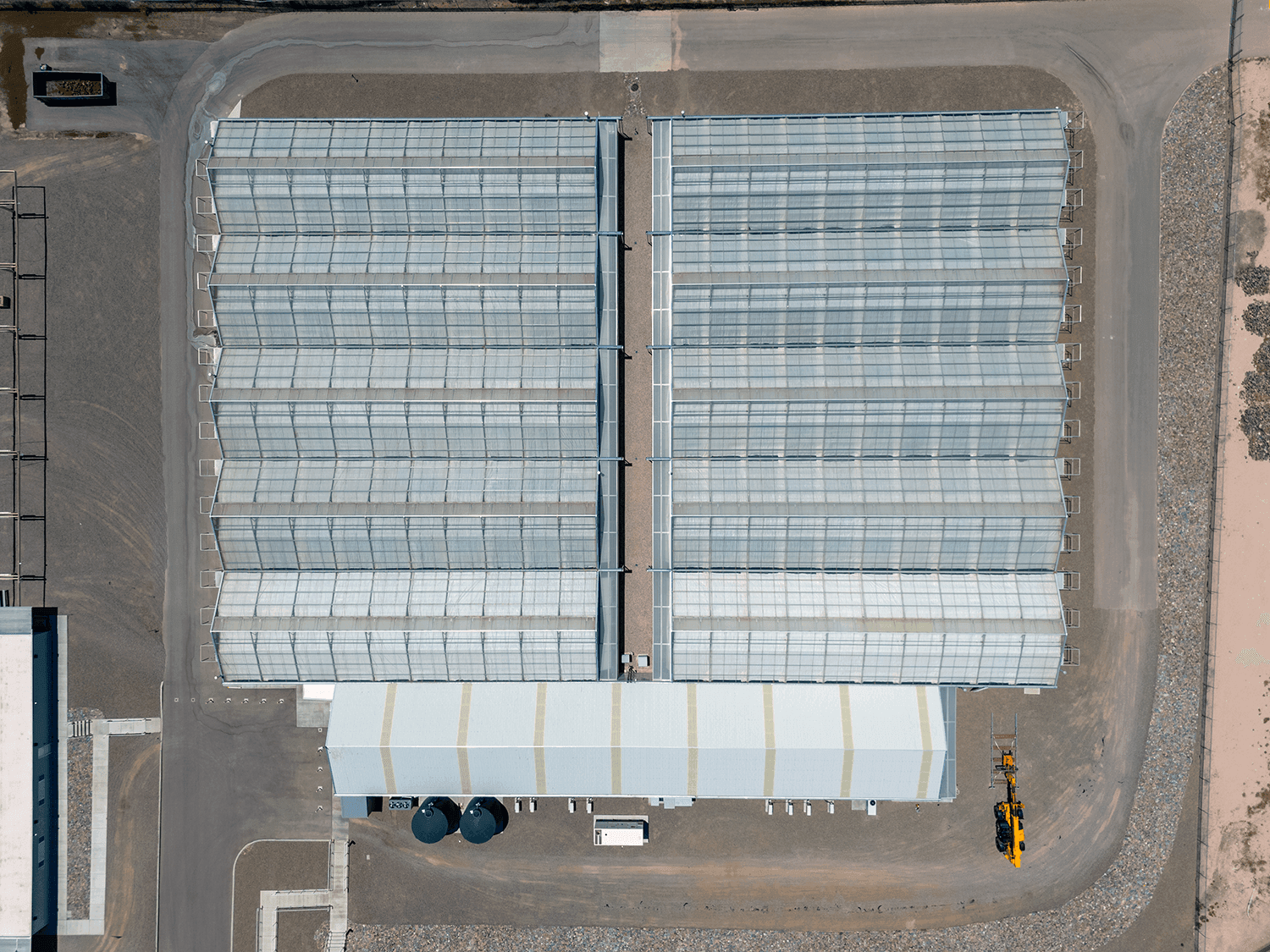 top down photograph of a greenhouse roof