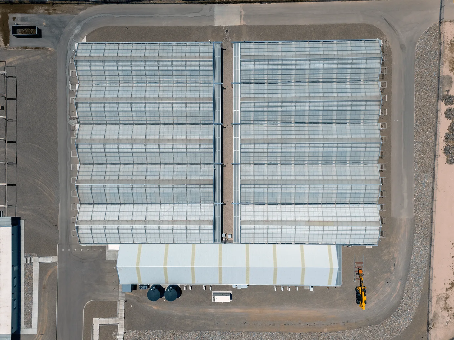 top down photograph of a greenhouse roof