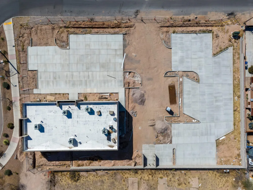 bird's eye view of a construction site