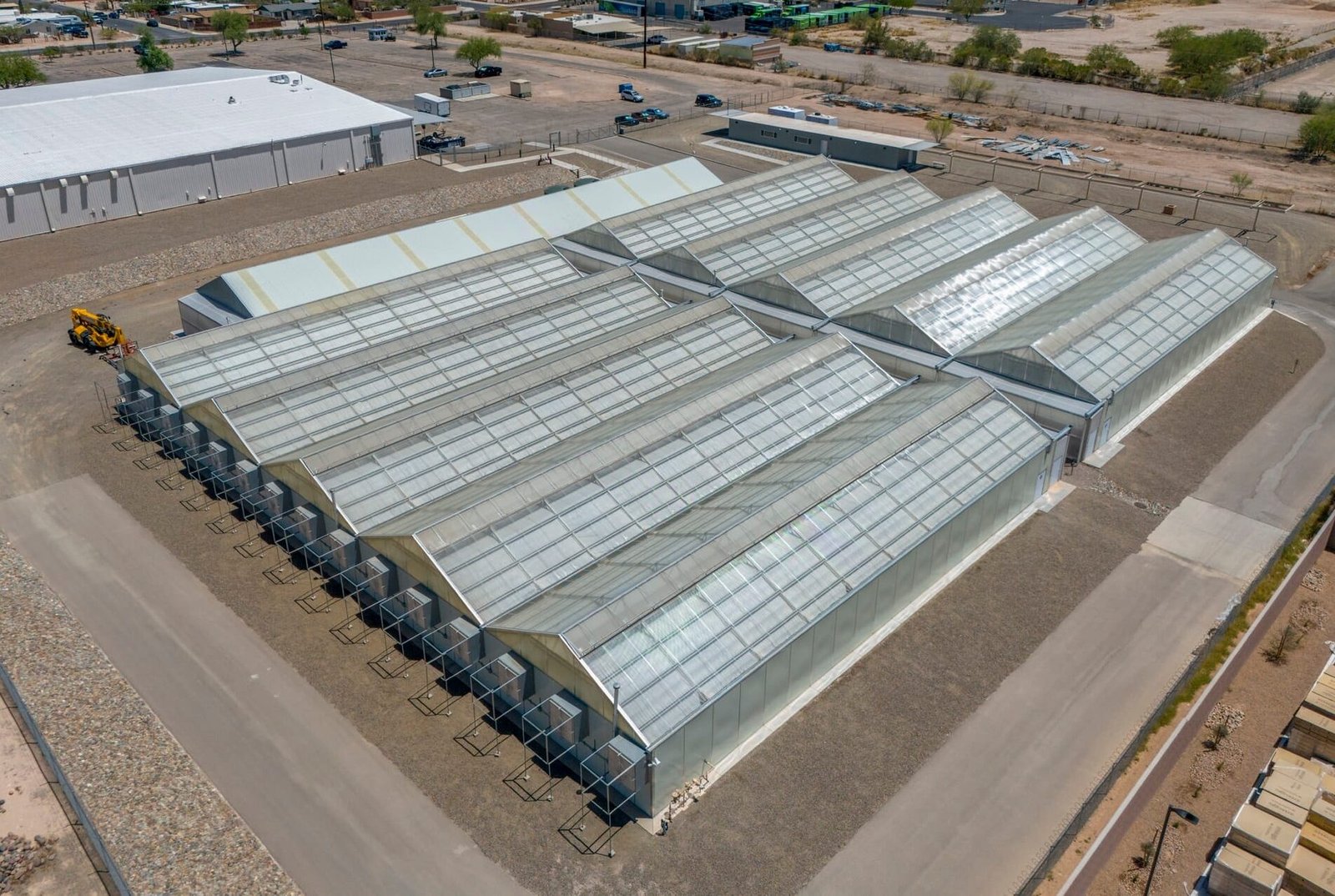 Tucson greenhouse exterior drone view