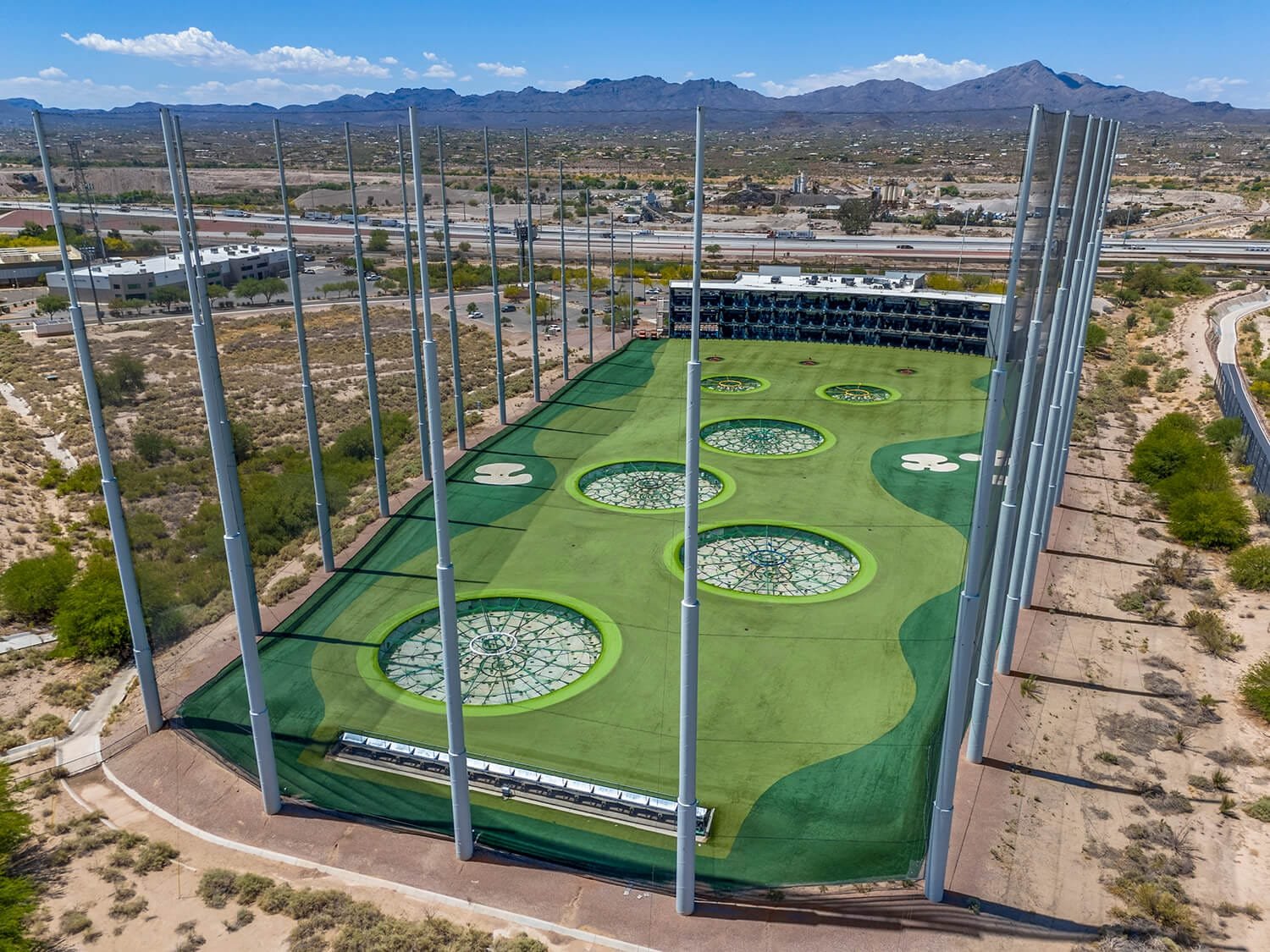 drone photo of a Tucson driving range
