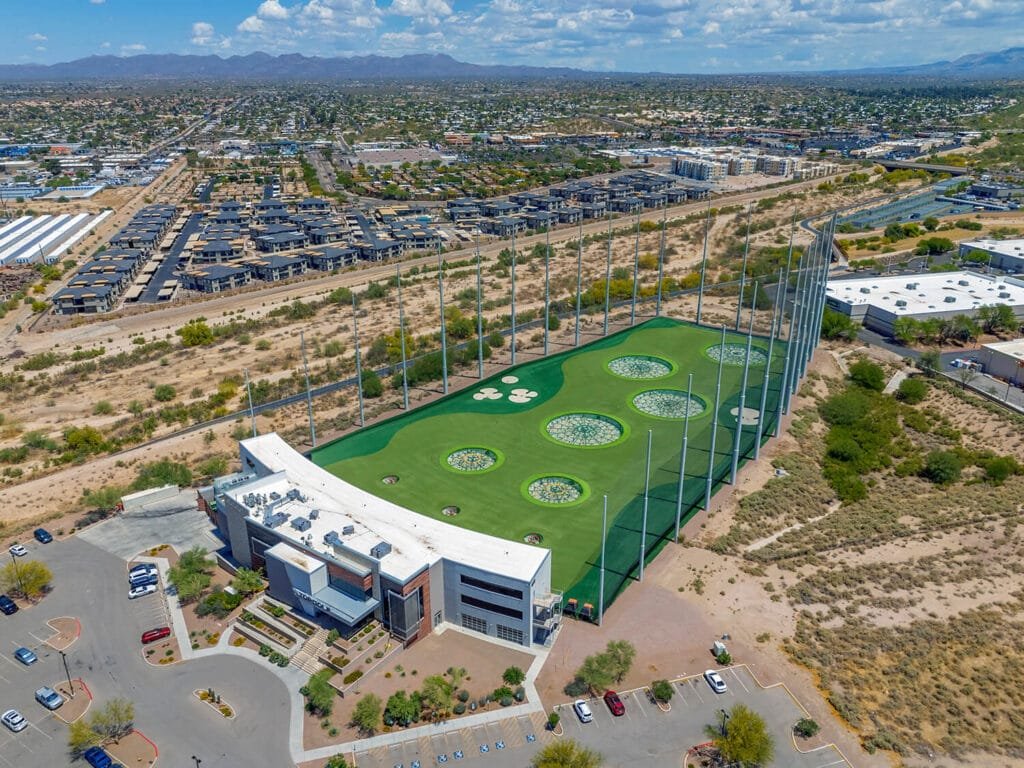 aerial view of Top Golf in Tucson