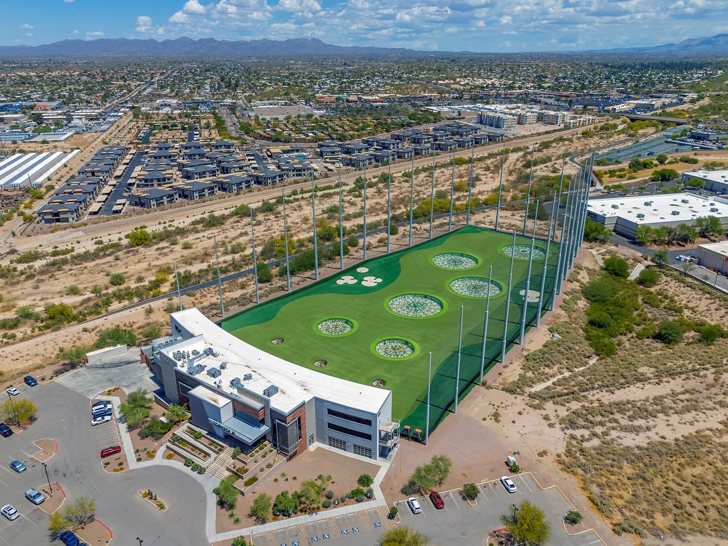 aerial view of Top Golf in Tucson