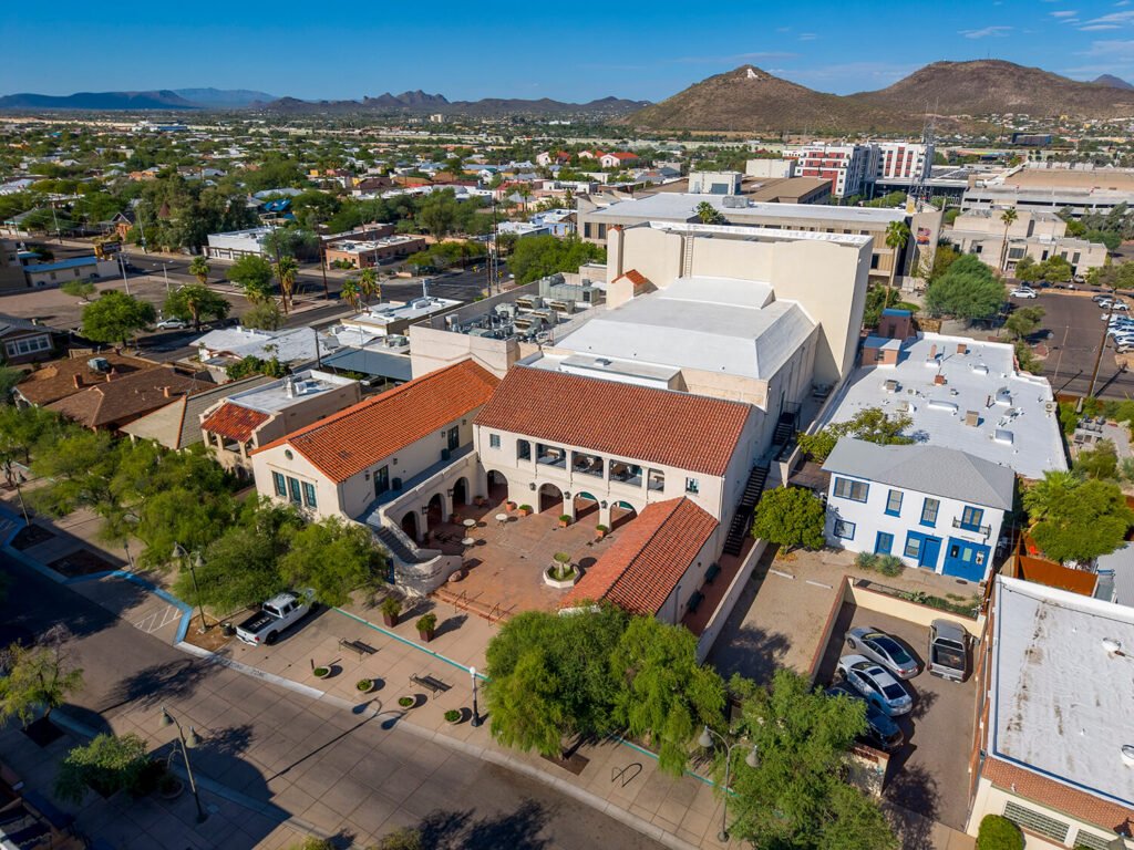 drone photograph of Tucson building