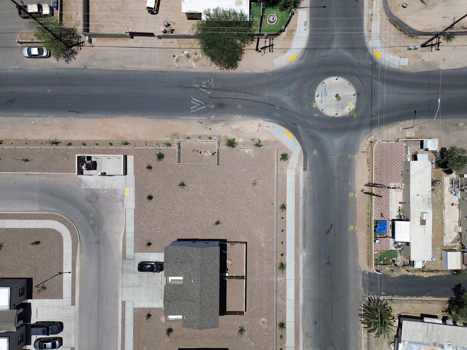 bird's eye view of road repair
