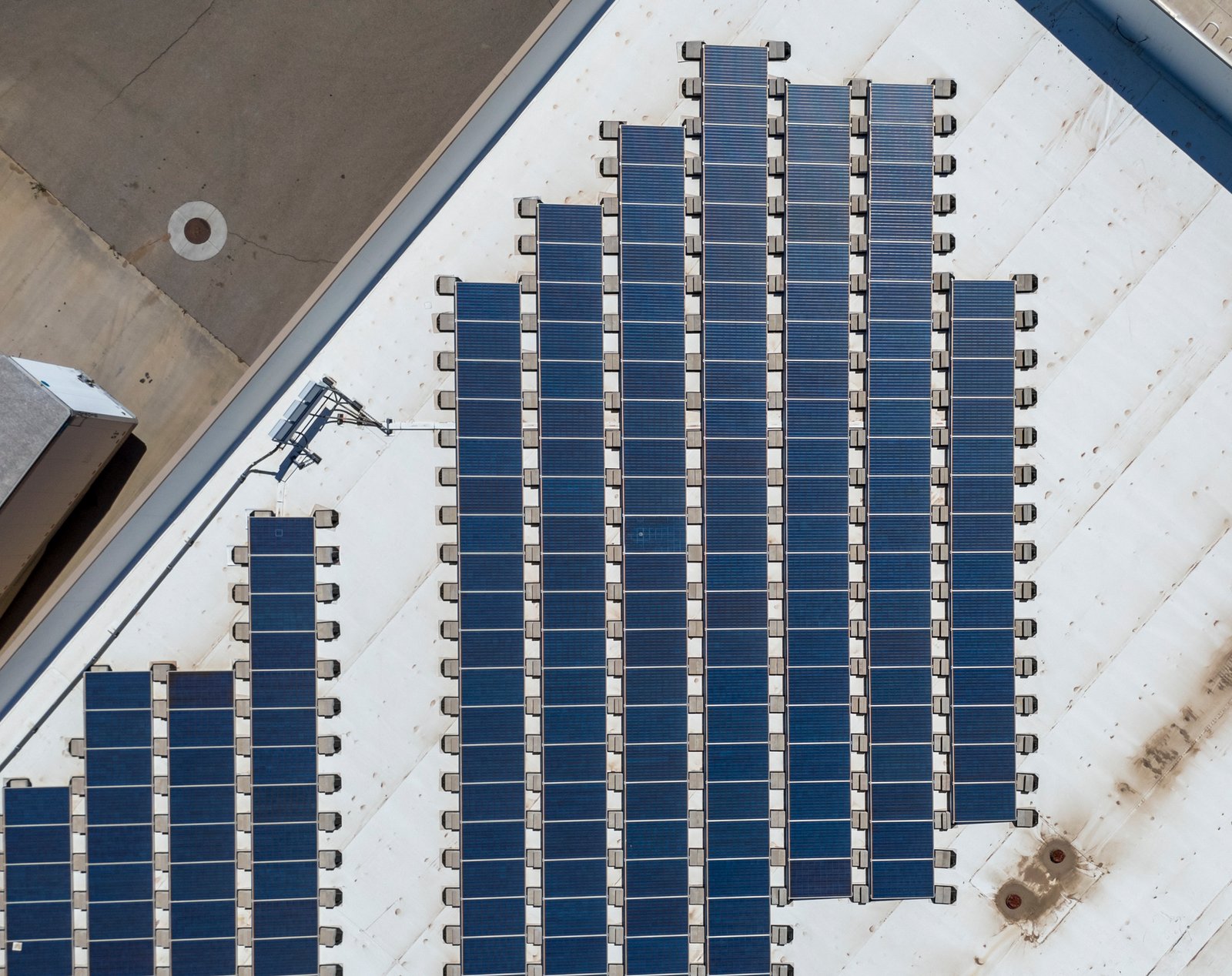 top down view of a roof solar panel