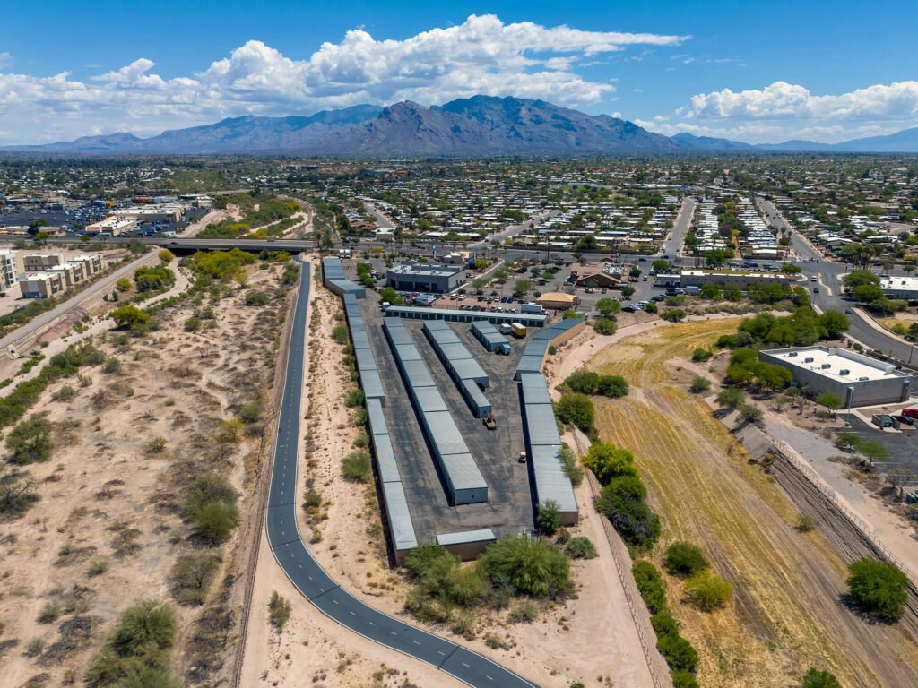storage unit lot aerial image