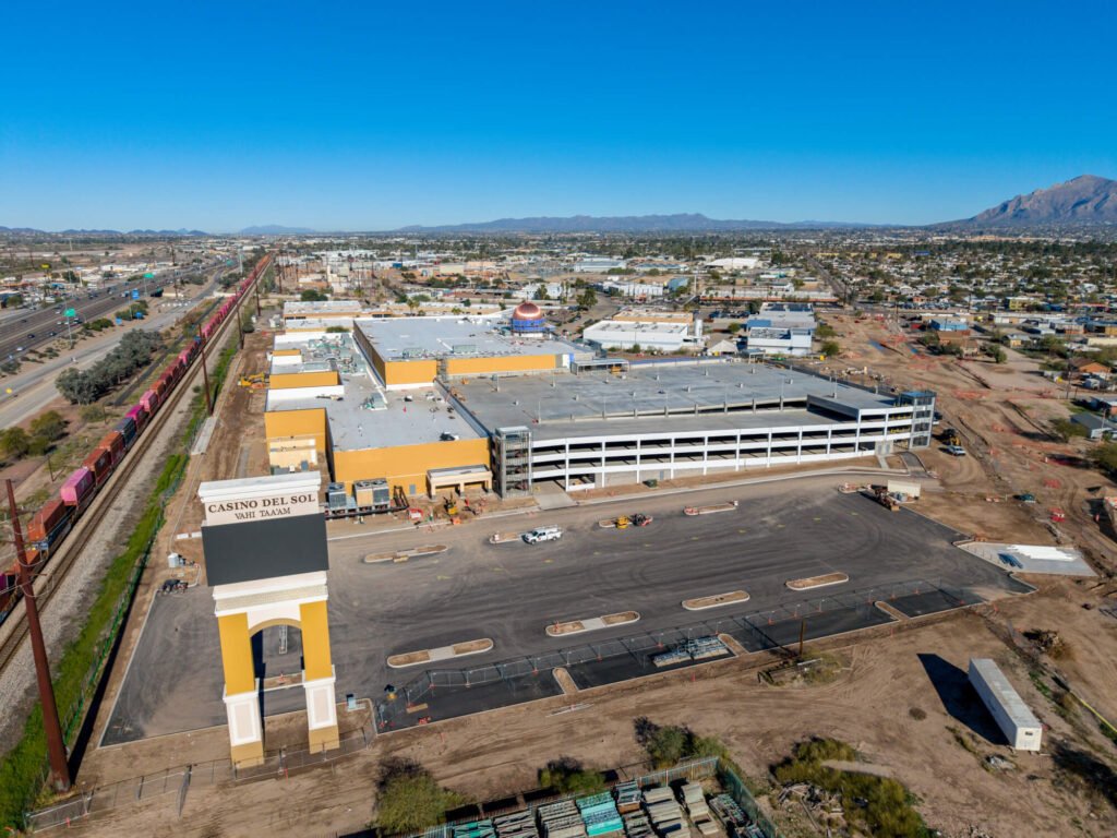 aerial drone photograph of the Casino del Sol 2 sign